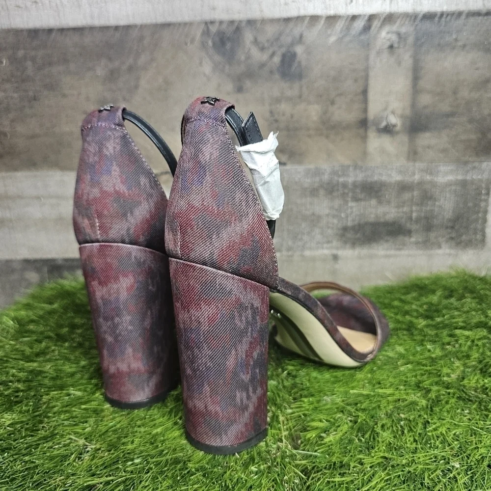 New Sam Edelman Yaro Brick Leather Block Heel Sandals